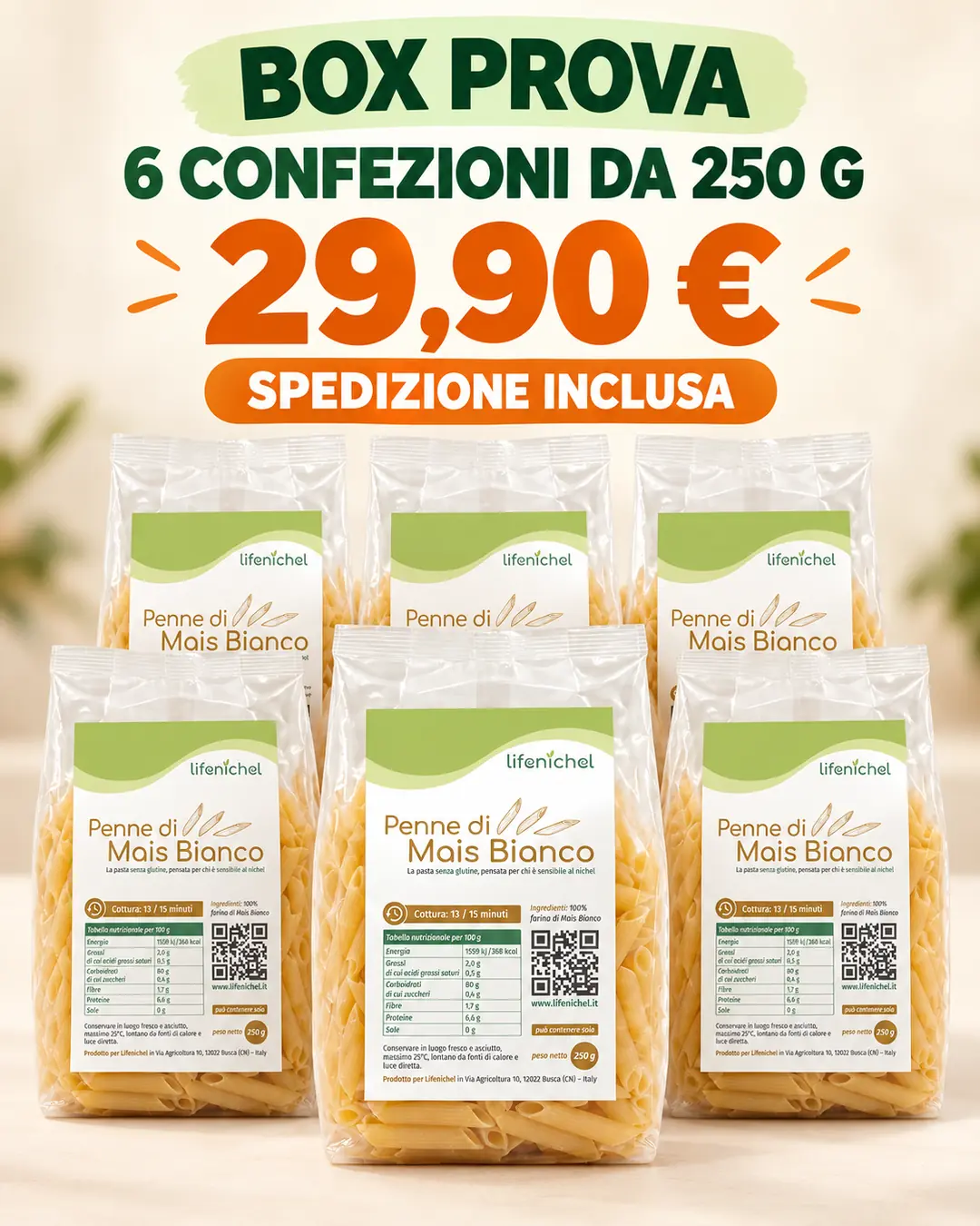 6 confezioni di Pasta LifeNichel a 29,90 € totali